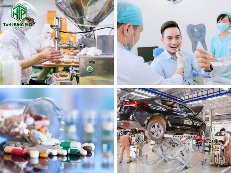Máy nén khí không dầu ứng dụng trong ngành công nghiệp thực phẩm, nha khoa, dược phẩm, bảo dưỡng xe