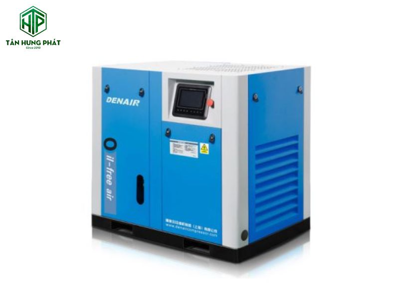 Máy nén khí trục vít làm mát bằng nước sử dụng nước để hấp thụ và giải phóng nhiệt sinh ra trong quá trình nén