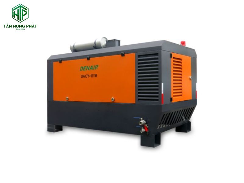 Máy nén chạy Diezen đế trượt rất phù hợp cho các công trường xây dựng, khai thác mỏ hoặc những nơi không có lưới điện ổn định